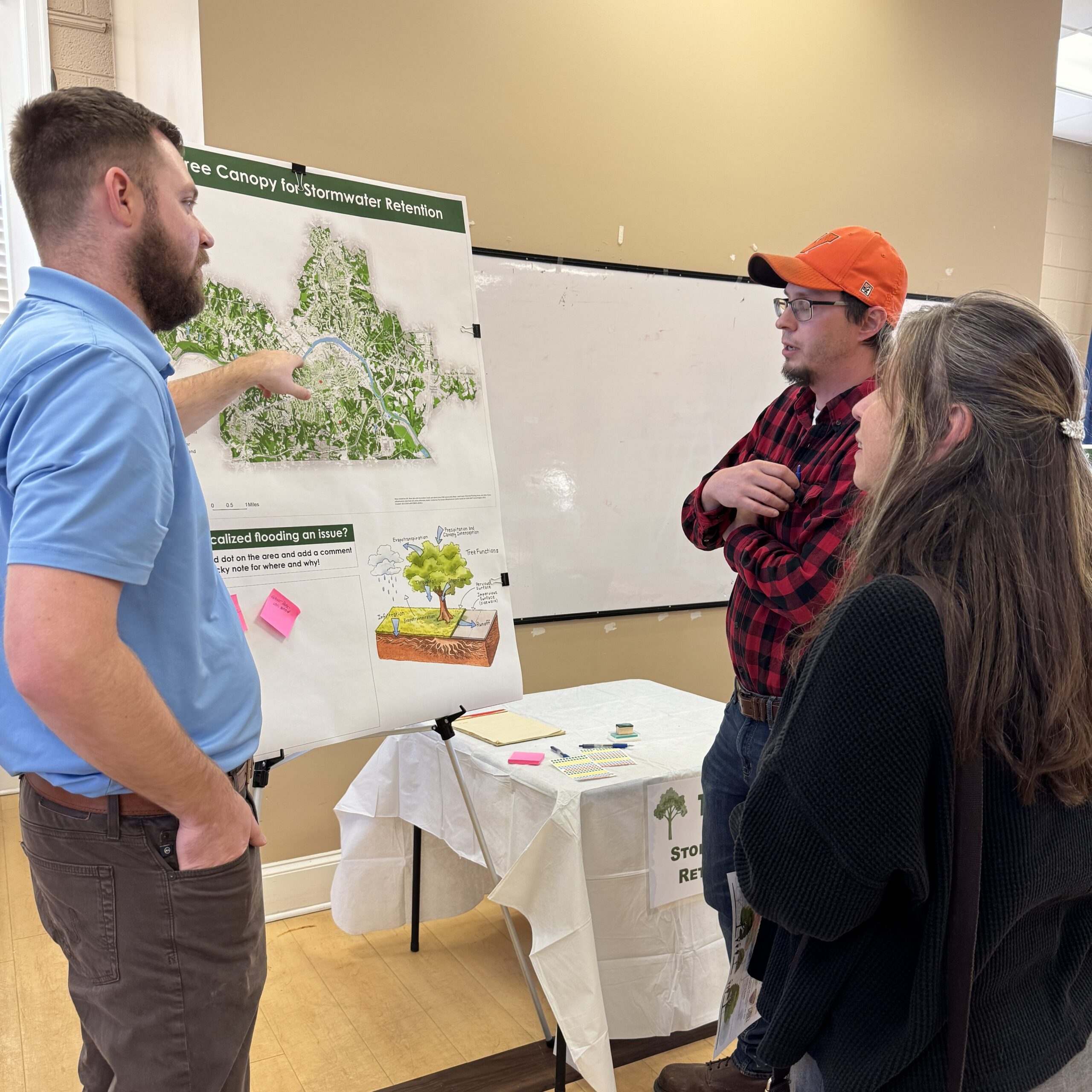 The City of Danville staff discusses planting trees for stormwater reduction during their Grow in Danville open house event.