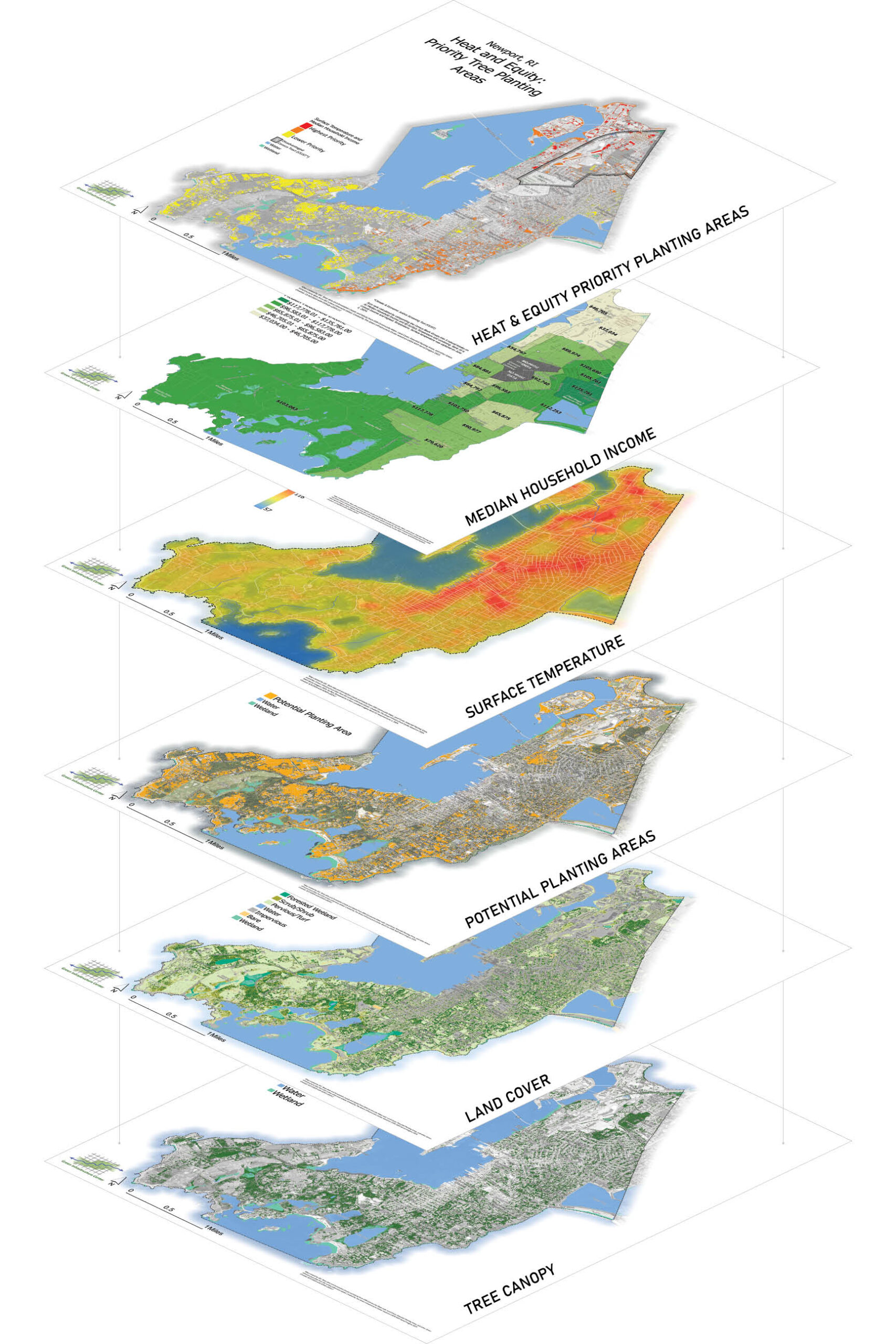 GIS map axonometric diagram