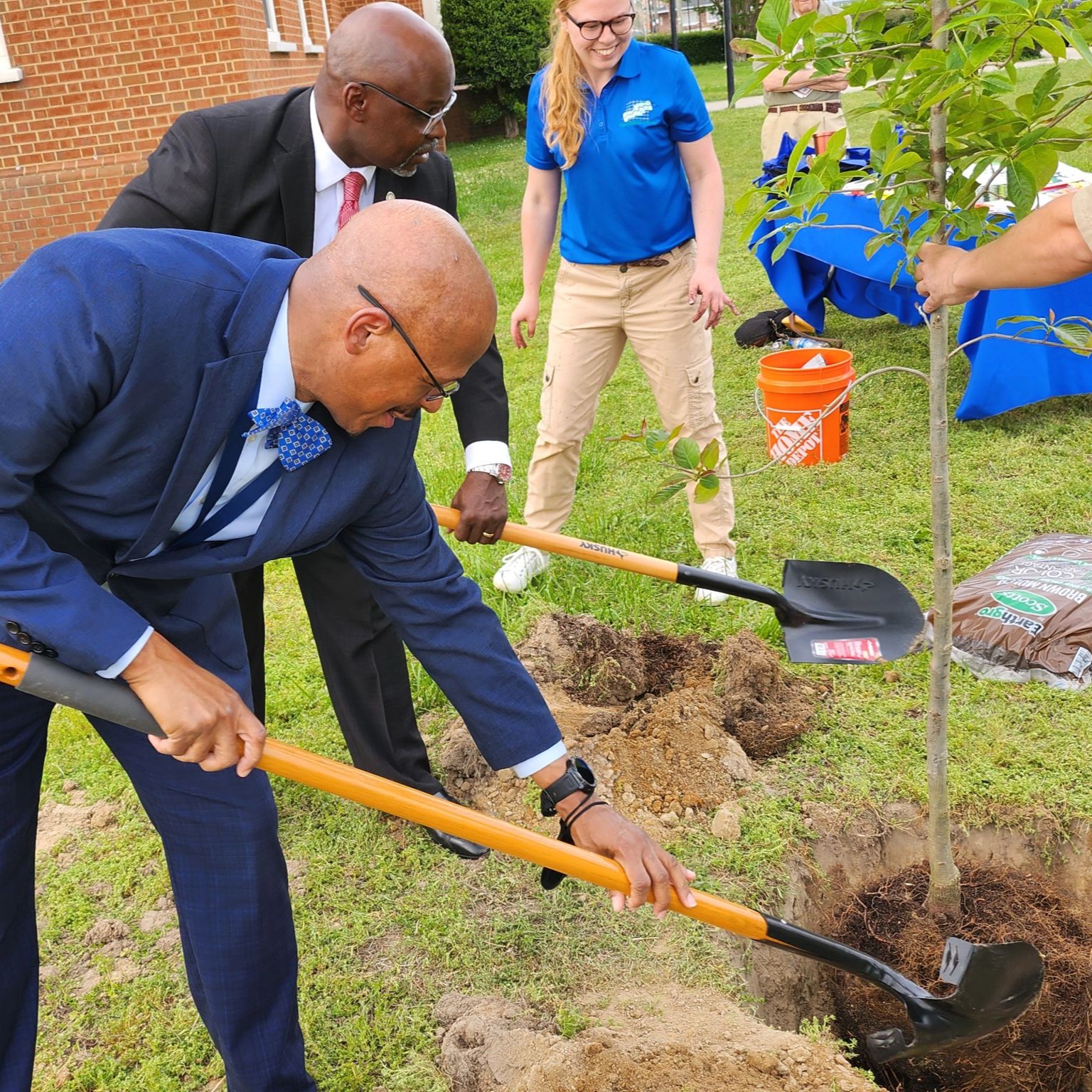 Petersburg city staff celebrate Arbor Day with a tree planting at the Petersburg Health Department.